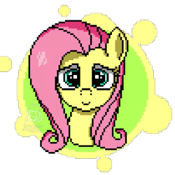 Size: 541x541 | Tagged: safe, artist:xflutt, fluttershy, pegasus, pony, female, looking at you, mare, pixel art, simple background, solo, transparent background