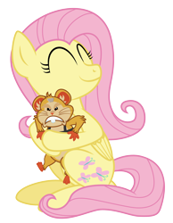 Size: 3500x4511 | Tagged: safe, artist:masem, fluttershy, hamster, pegasus, pony, .ai available, angry, cute, hammond, hug, overwatch, simple background, smiling, transparent background, unamused, vector