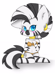 Size: 1920x2560 | Tagged: safe, artist:teranen, zecora, anthro, zebra, belly button, bikini, blushing, chibi, clothes, colored pupils, midriff, simple background, solo, swimsuit, white background