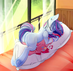 Size: 4200x4100 | Tagged: safe, artist:crystalfilth, pinkie pie, oc, oc:aqua jewel, earth pony, pony, unicorn, absurd resolution, bedroom, body pillow, sleeping