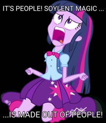 Size: 830x962 | Tagged: artist needed, safe, derpibooru import, twilight sparkle, twilight sparkle (alicorn), alicorn, equestria girls, dark comedy, dark joke, fanmade reference, female, meme, parody, screaming, shocking revelation, solo, soylent green