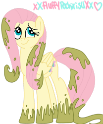 Size: 1024x1229 | Tagged: safe, artist:xxfluffypachirisuxx, fluttershy, pegasus, pony, mud, simple background, solo, transparent background