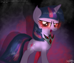 Size: 1400x1200 | Tagged: safe, artist:bvsquare, derpibooru import, twilight sparkle, alicorn amulet, corrupted, solo