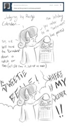 Size: 715x1347 | Tagged: safe, artist:starykrow, sweetie belle, ask the cmc, calendar, tumblr