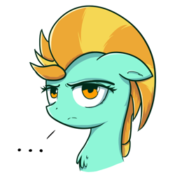 Size: 540x540 | Tagged: safe, artist:puetsua, lightning dust, pegasus, pony, ..., bust, female, floppy ears, frown, looking at you, mare, simple background, solo, unamused, white background