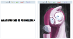 Size: 789x422 | Tagged: safe, artist:tidensbarn, derpibooru import, pinkie pie, earth pony, pony, derpibooru, exploitable meme, juxtaposition, juxtaposition win, meme, meta, pinkamena diane pie, text