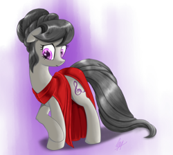 Size: 1600x1431 | Tagged: safe, artist:leyanor, octavia melody, earth pony, pony, alternate hairstyle, backwards cutie mark, bun, clothes, dress, solo