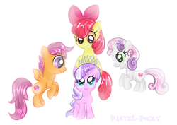 Size: 800x565 | Tagged: safe, artist:pastel-pocky, apple bloom, diamond tiara, scootaloo, sweetie belle, crusaders of the lost mark, cutie mark, cutie mark crusaders, simple background, the cmc's cutie marks, white background