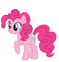 Size: 436x460 | Tagged: safe, artist:qjosh, pinkie pie, earth pony, pony, female, mare, pink coat, raised hoof, solo