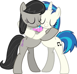 Size: 5670x5415 | Tagged: safe, artist:ramseybrony17, dj pon-3, octavia melody, vinyl scratch, earth pony, pony, absurd resolution, female, hug, lesbian, scratchtavia, shipping