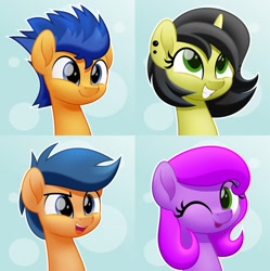 Size: 1000x1004 | Tagged: safe, artist:jhayarr23, first base, flash sentry, oc, oc:pauly sentry, oc:reggie sentry, earth pony, pony, bust, female, mare, portrait