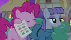 Size: 1920x1080 | Tagged: safe, screencap, maud pie, pinkie pie, earth pony, pony, the maud couple, sticker