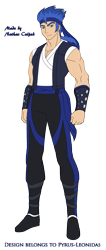 Size: 1241x2930 | Tagged: safe, artist:pyrus-leonidas, part of a series, part of a set, flash sentry, human, series:mortal kombat:defenders of equestria, bracer, clothes, cosplay, costume, crossover, humanized, liu kang, looking at you, male, man, mortal kombat, pants, simple background, solo, transparent background, video game crossover