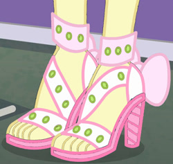 Size: 736x698 | Tagged: safe, edit, edited screencap, editor:sonic ranger, screencap, fluttershy, better together, equestria girls, rollercoaster of friendship, cropped, feet, legs, open-toed shoes, pictures of legs, solo