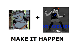 Size: 1337x796 | Tagged: safe, idw, cave troll, cave troll jim, equius zahhak, exploitable meme, homestuck, make it happen, meta