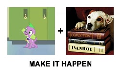 Size: 600x360 | Tagged: safe, spike, dog, equestria girls, equestria girls (movie), exploitable meme, make it happen, meme, meta, spike the dog, wishbone