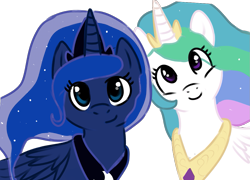 Size: 1091x786 | Tagged: safe, artist:thesilliestwilly, princess celestia, princess luna, alicorn, pony, duo, female, mare, simple background, transparent background