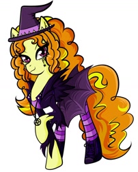 Size: 1024x1265 | Tagged: safe, artist:itsnotdaijoubu, adagio dazzle, equestria girls, clothes, costume, equestria girls ponified, nightmare night, ponified, simple background, solo, white background, witch