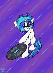 Size: 1700x2338 | Tagged: safe, artist:mofetafrombrooklyn, dj pon-3, vinyl scratch, pony, unicorn, record, solo