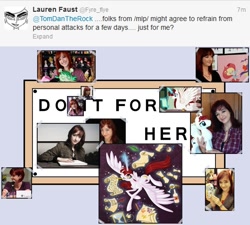 Size: 840x755 | Tagged: safe, oc, oc only, oc:fausticorn, do it for her, exploitable meme, lauren faust, meme, meta, twitter