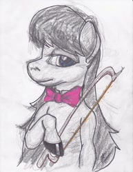 Size: 600x778 | Tagged: safe, artist:ciaran, derpibooru exclusive, octavia melody, earth pony, horse, pony, bow (instrument), solo, traditional art