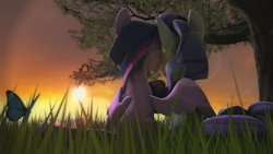 Size: 1024x576 | Tagged: safe, artist:shadamyfan4evers, derpibooru import, rarity, twilight sparkle, twilight sparkle (alicorn), alicorn, pony, unicorn, 3d, female, lesbian, rarilight, shipping