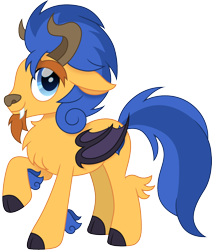 Size: 1274x1500 | Tagged: safe, artist:cloudyglow, flash sentry, monster pony, original species, pegasus, pony, bat wings, beauty and the beast, crossover, disney, fangs, horns, male, movie accurate, raised hoof, simple background, solo, the beast, transparent background, wings