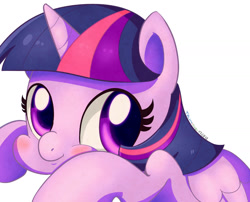 Size: 1450x1174 | Tagged: safe, artist:talim_stuff, derpibooru import, twilight sparkle, twilight sparkle (alicorn), alicorn, pony, blushing, cute, smiling, solo, twiabetes