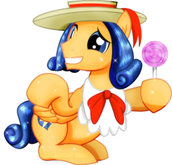 Size: 1600x1538 | Tagged: safe, artist:jucamovi1992, flash sentry, pegasus, pony, alternate hairstyle, candy, fancy, food, grin, hat, lollipop, male, simple background, smiling, stallion, transparent background