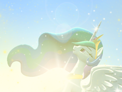 Size: 1024x768 | Tagged: safe, artist:feuerrader-nmm, princess celestia, alicorn, pony, 3d, female, mare, solo, sun