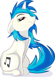 Size: 925x1294 | Tagged: safe, artist:ostichristian, dj pon-3, vinyl scratch, pony, unicorn, sitting, solo