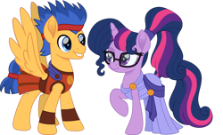 Size: 1280x778 | Tagged: safe, artist:cloudyglow, flash sentry, sci-twi, twilight sparkle, pegasus, pony, unicorn, equestria girls, armor, crossover, disney, duo, equestria girls ponified, female, flashlight, glasses, greek mythology, hercules, male, mare, megara, movie accurate, sciflash, shipping, simple background, smiling, stallion, straight, transparent background, unicorn sci-twi, wings