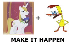 Size: 1176x700 | Tagged: safe, prince blueblood, duckman, exploitable meme, make it happen, meta