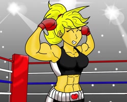 Size: 1280x1023 | Tagged: safe, artist:matchstickman, applejack, human, abs, applejacked, armpits, belly button, boxing, clothes, flexing, humanized, midriff, muscles, sports bra