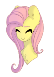 Size: 2150x3035 | Tagged: safe, artist:renka2802, artist:tigra0118, fluttershy, pegasus, pony, bust, chest fluff, cute, ear fluff, eyes closed, female, mare, no nose, portrait, shyabetes, simple background, smiling, solo, transparent background
