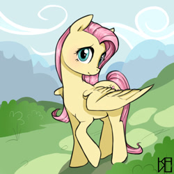 Size: 1200x1200 | Tagged: safe, artist:kavli-kaffel, fluttershy, pegasus, pony, blushing, cute, female, looking at you, mare, shyabetes, solo