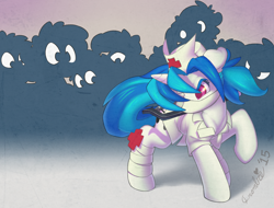 Size: 4352x3300 | Tagged: safe, artist:crombiettw, dj pon-3, vinyl scratch, pony, unicorn, clothes, cosplay, nurse, skullgirls, solo, valentine (skullgirls)