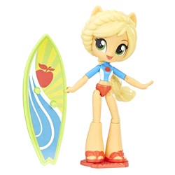 Size: 1500x1500 | Tagged: safe, applejack, equestria girls, beach, clothes, doll, equestria girls minis, irl, merchandise, photo, surfboard, swimsuit, toy