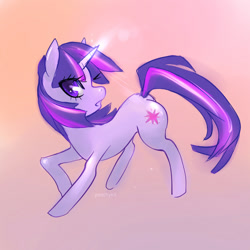 Size: 900x900 | Tagged: safe, artist:peachykit, derpibooru import, twilight sparkle, unicorn twilight, pony, unicorn, female, mare, open mouth, profile, solo