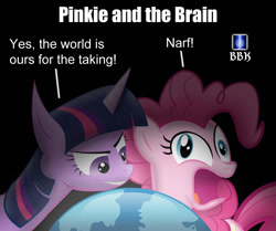 Size: 1024x856 | Tagged: safe, artist:bb-k, artist:bb-kenobi, derpibooru import, pinkie pie, twilight sparkle, earth pony, pony, faic, narf, parody, pinky and the brain