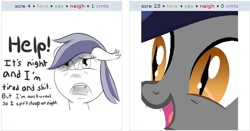 Size: 522x274 | Tagged: safe, oc, oc only, oc:echo, bat pony, pony, derpibooru, exploitable meme, juxtaposition, juxtaposition win, meme, meta, sad