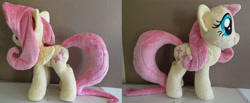 Size: 1024x420 | Tagged: safe, artist:plushypuppy, fluttershy, pegasus, pony, female, folded wings, irl, mare, photo, plushie, solo, standing