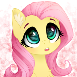 Size: 2000x2000 | Tagged: safe, artist:vird-gi, fluttershy, pegasus, pony, cute, ear fluff, eye reflection, female, mare, open mouth, reflection, shyabetes, solo