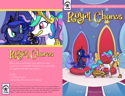 Size: 2652x2048 | Tagged: safe, artist:docwario, princess celestia, princess luna, alicorn, pony, comic:royal chores, alternate hairstyle, digital art, duo, duster, female, mare, mouth hold, ponytail, royal sisters, vacuum cleaner