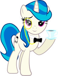 Size: 3156x4138 | Tagged: safe, artist:up1ter, dj pon-3, vinyl scratch, pony, unicorn, .svg available, classy, cup, cutie mark, drink, fancy, female, hooves, horn, like a madame, like a sir, mare, monocle, simple background, smiling, solo, tea, transparent background, vector, vinyl class