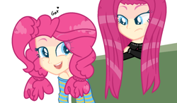 Size: 1024x599 | Tagged: safe, artist:cadrage017, pinkie pie, equestria girls, base used, clothes, duality, human coloration, pinkamena diane pie, simple background, transparent background