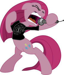 Size: 649x756 | Tagged: safe, artist:patec, artist:ziomal1987, edit, pinkie pie, earth pony, pony, brütal, female, heavy metal, mare, metal, microphone, pinkamena diane pie, simple background, slipknot, solo, transparent background, vector, vector edit