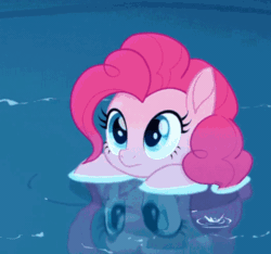Size: 500x468 | Tagged: safe, screencap, pinkie pie, earth pony, pony, my little pony: the movie, :i, animated, aweeg*, blowing bubbles, bubble, cropped, cute, diapinkes, female, gif, hnnng, horses doing horse things, mare, pinkie being pinkie, puffy cheeks, reflection, scrunchy face, silly, silly pony, smiling, solo, swimming, water
