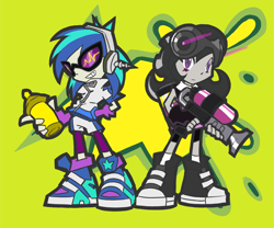 Size: 614x510 | Tagged: safe, artist:rvceric, dj pon-3, octavia melody, vinyl scratch, monster pony, octopony, equestria girls, clothes, converse, jet grind radio, jet set radio, jet set radio future, octaviapus, octoling, pun, shoes, sneakers, species swap, splatoon