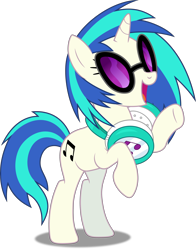 Size: 3128x4000 | Tagged: safe, artist:dashiesparkle, dj pon-3, vinyl scratch, pony, unicorn, slice of life (episode), absurd resolution, female, headphones, hooves, horn, mare, open mouth, raised hoof, simple background, solo, sunglasses, transparent background, vector